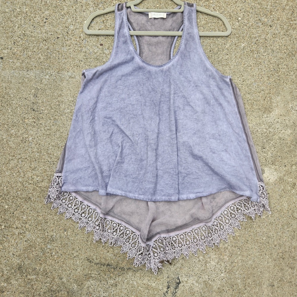Altar'd State L Tank Purple Lace High Low Costal Summer Beach Flowy Oversized